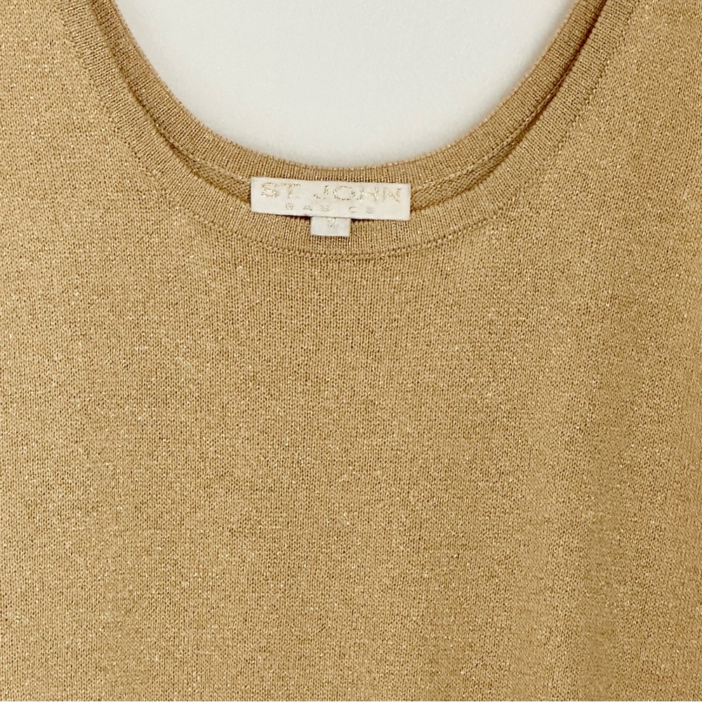 St. John Basic Gold Metallic Ribbed Fitted Sleeve… - image 4